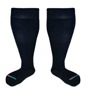 hoyisox plus size compression knee high socks, wide calf extra large for men and women, comfortable cotton (us, alpha, 4x-large, regular, regular, black)