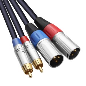 tisino dual rca to xlr cable, 2 rca to 2 xlr male hifi stereo audio connection microphone cable wire cord path cable - 3.3 feet
