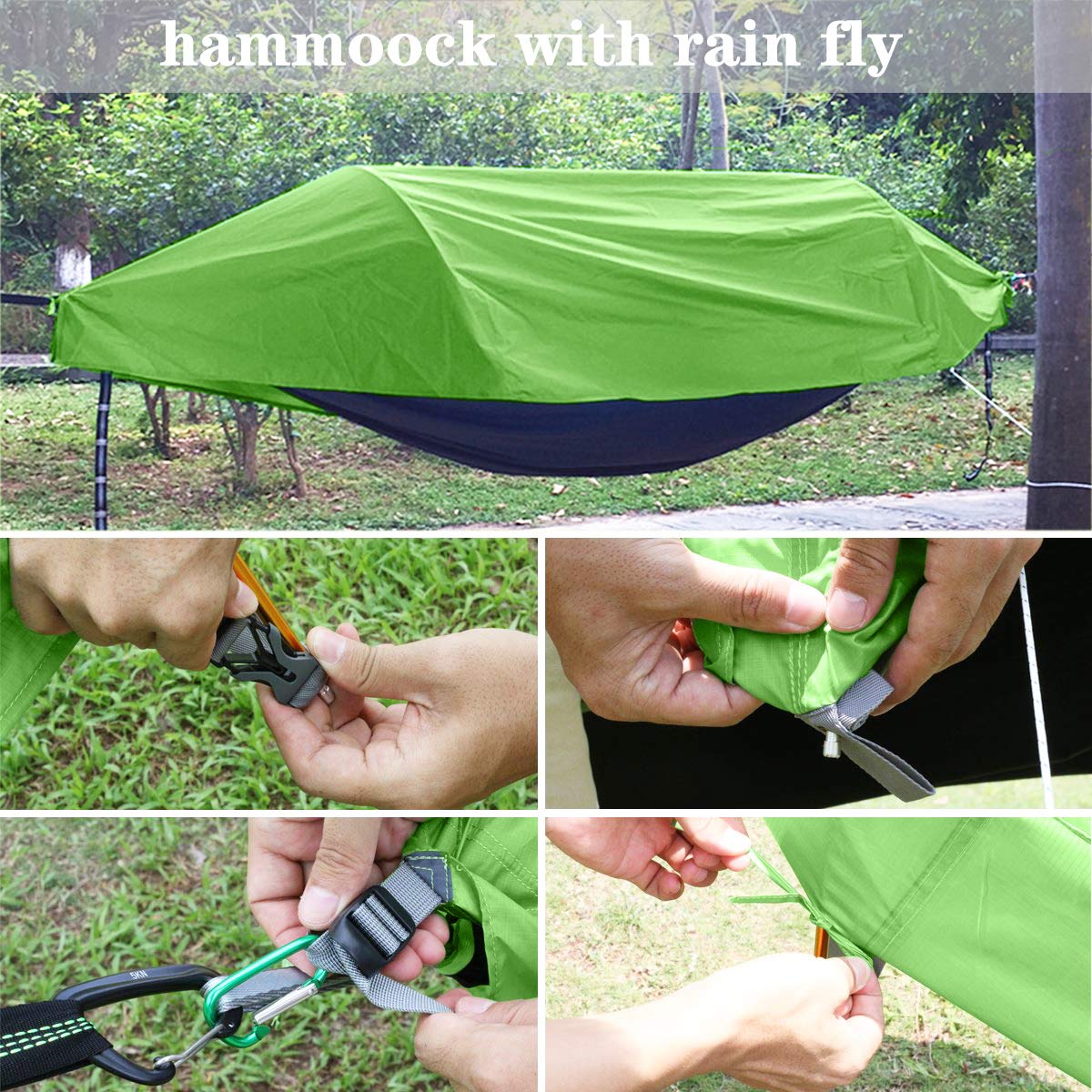 TianYaOutDoor Camping Hammock with Mosquito Net and Rainfly Lightweight Portable Sleeping Hammock Tent Backpacker Travel Outdoor Gear (Green)