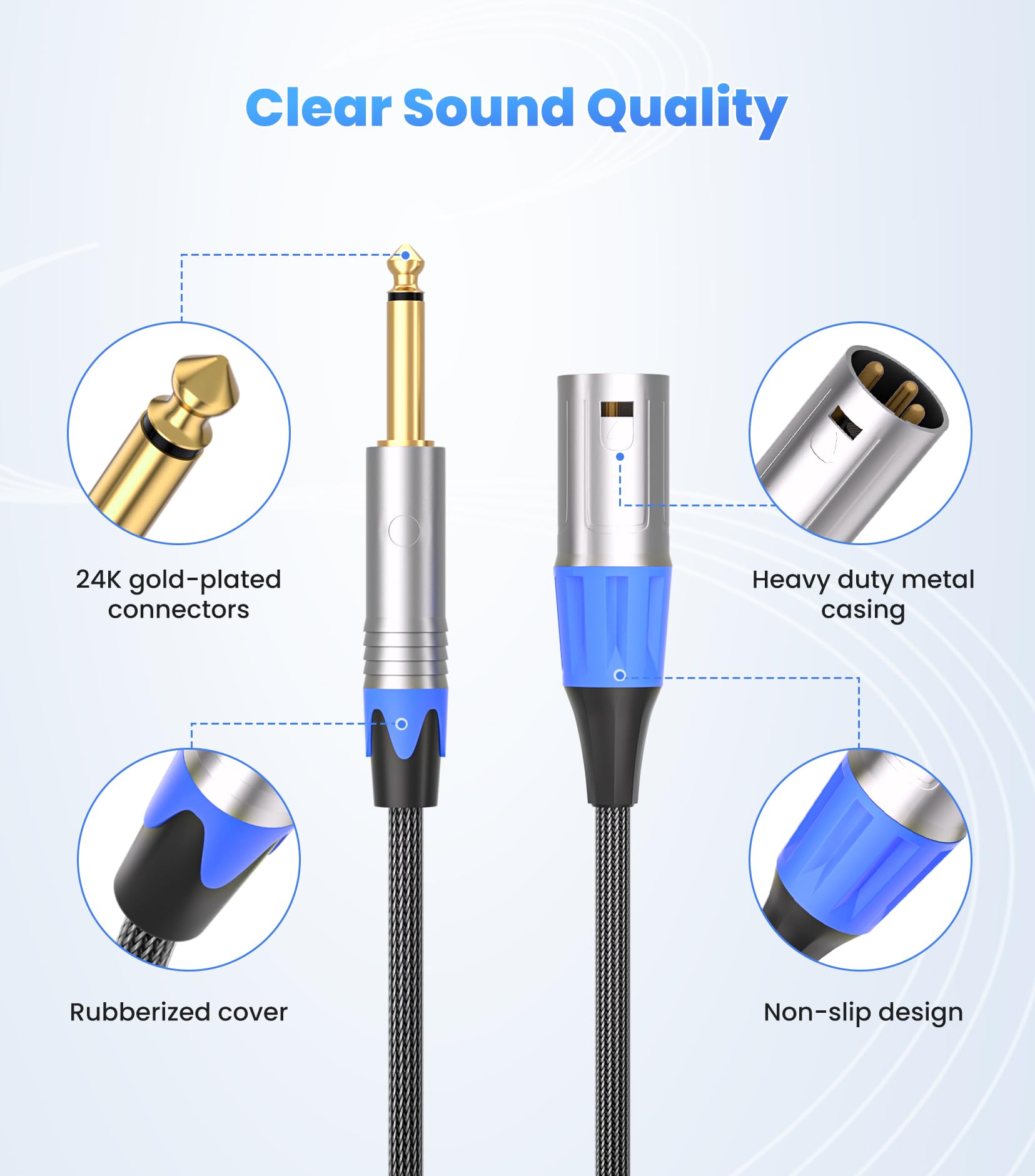 tisino XLR to 1/4” TS Cable, Quarter inch Mono to XLR Male Unbalanced Interconnect Cable Cord for Amplifiers, Instruments - 3 Feet