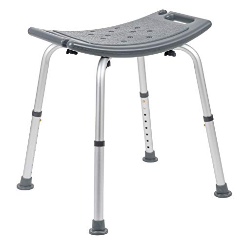 Flash Furniture HERCULES Series Tool-Free and Quick Assembly, 300 Lb. Capacity, Adjustable Gray Bath & Shower Chair with Non-slip Feet