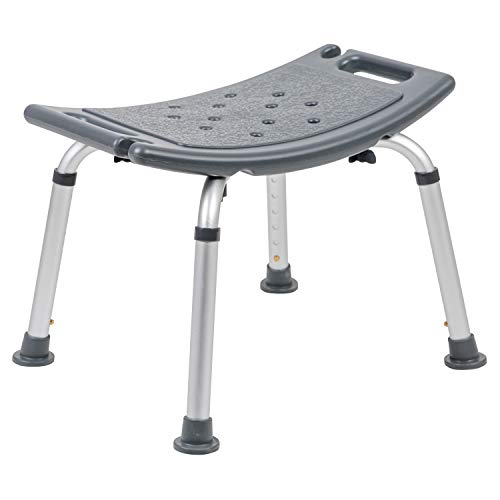 Flash Furniture HERCULES Series Tool-Free and Quick Assembly, 300 Lb. Capacity, Adjustable Gray Bath & Shower Chair with Non-slip Feet