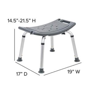 Flash Furniture HERCULES Series Tool-Free and Quick Assembly, 300 Lb. Capacity, Adjustable Gray Bath & Shower Chair with Non-slip Feet