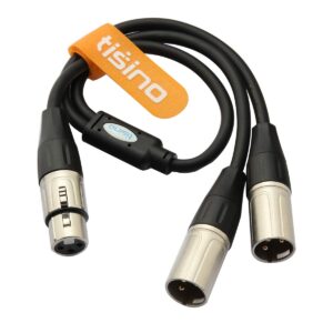 tisino XLR Splitter Cable, 1 XLR Female to 2 XLR Male Patch Y Cable Balanced Microphone Splitter Cord Audio Adaptor - 1 feet