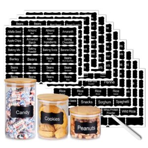 swommoly 264 pantry labels set, 243 preprinted and 21 blank labels with a chalk marker pen. water resistant food pantry label sticker, complete jar container decals for pantry organization storage