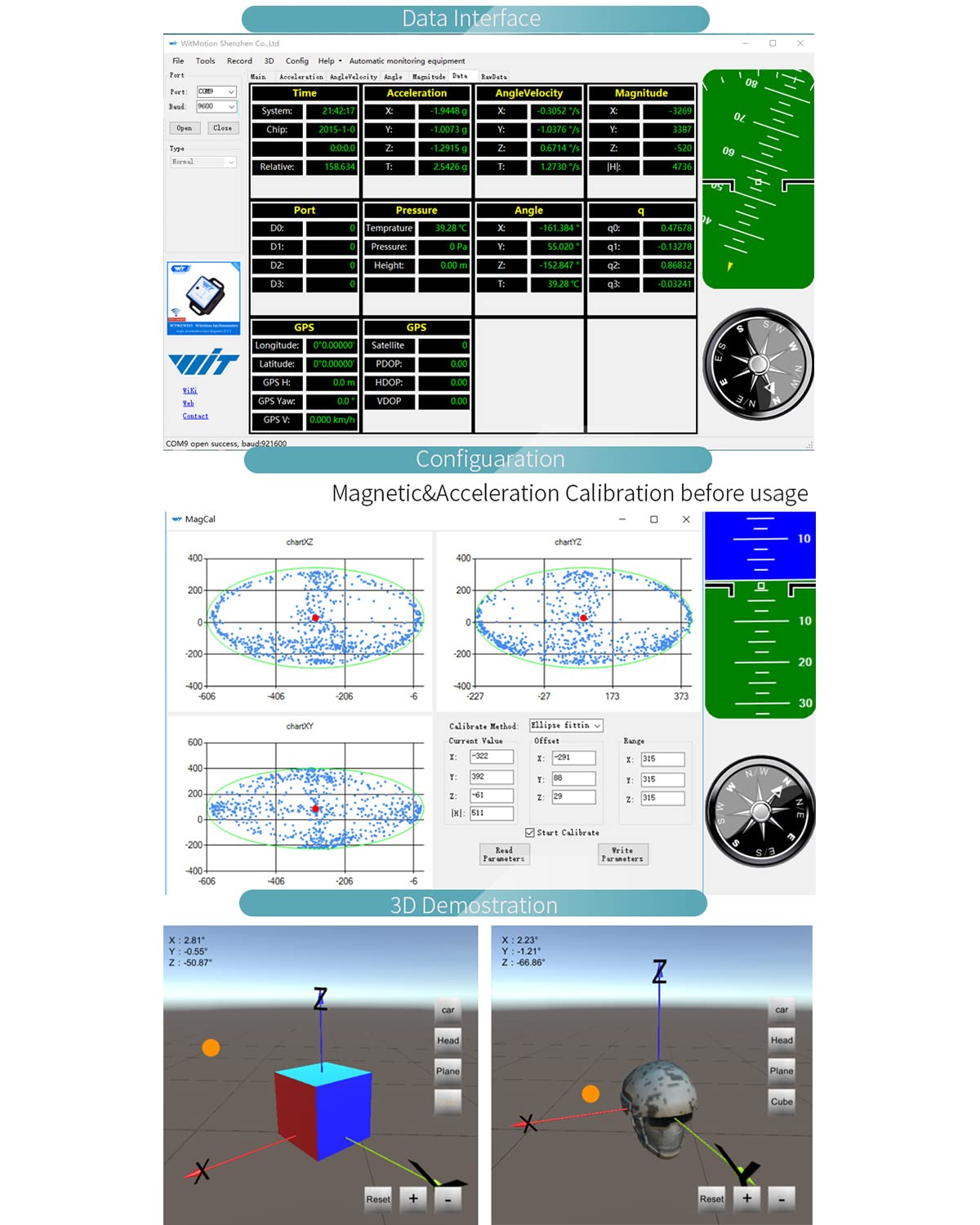 【9-Axis Offline Accelerometer Data Logger】WT901SDCL High-Precision Gyroscope+Angle (XY 0.05° Accuracy)+Magnetometer with Kalman Filtering, MPU9250 200Hz Inclinometer Sensor with 16G SD Card