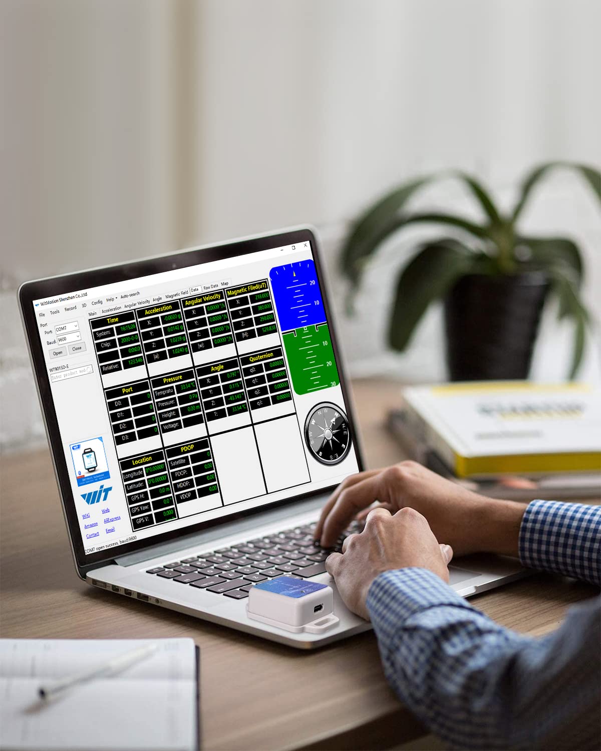 【9-Axis Offline Accelerometer Data Logger】WT901SDCL High-Precision Gyroscope+Angle (XY 0.05° Accuracy)+Magnetometer with Kalman Filtering, MPU9250 200Hz Inclinometer Sensor with 16G SD Card