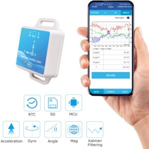 【9-Axis Offline Accelerometer Data Logger】WT901SDCL High-Precision Gyroscope+Angle (XY 0.05° Accuracy)+Magnetometer with Kalman Filtering, MPU9250 200Hz Inclinometer Sensor with 16G SD Card