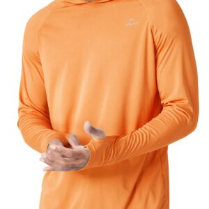 Willit Men's UPF 50+ Sun Protection Hoodie Shirt Long Sleeve SPF Fishing Outdoor UV Shirt Hiking Lightweight Orange M