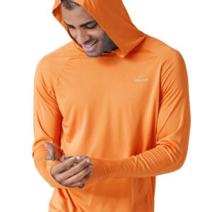 Willit Men's UPF 50+ Sun Protection Hoodie Shirt Long Sleeve SPF Fishing Outdoor UV Shirt Hiking Lightweight Orange M