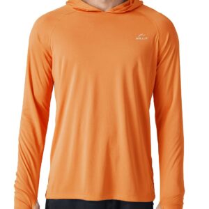 Willit Men's UPF 50+ Sun Protection Hoodie Shirt Long Sleeve SPF Fishing Outdoor UV Shirt Hiking Lightweight Orange M