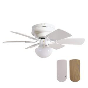 design house 157321 atrium 30-inch traditional indoor hugger/low profile mount ceiling fan with light kit, reversible blades, white