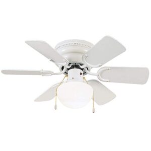 Design House 157321 Atrium 30-Inch Traditional Indoor Hugger/Low Profile Mount Ceiling Fan with Light Kit, Reversible Blades, White