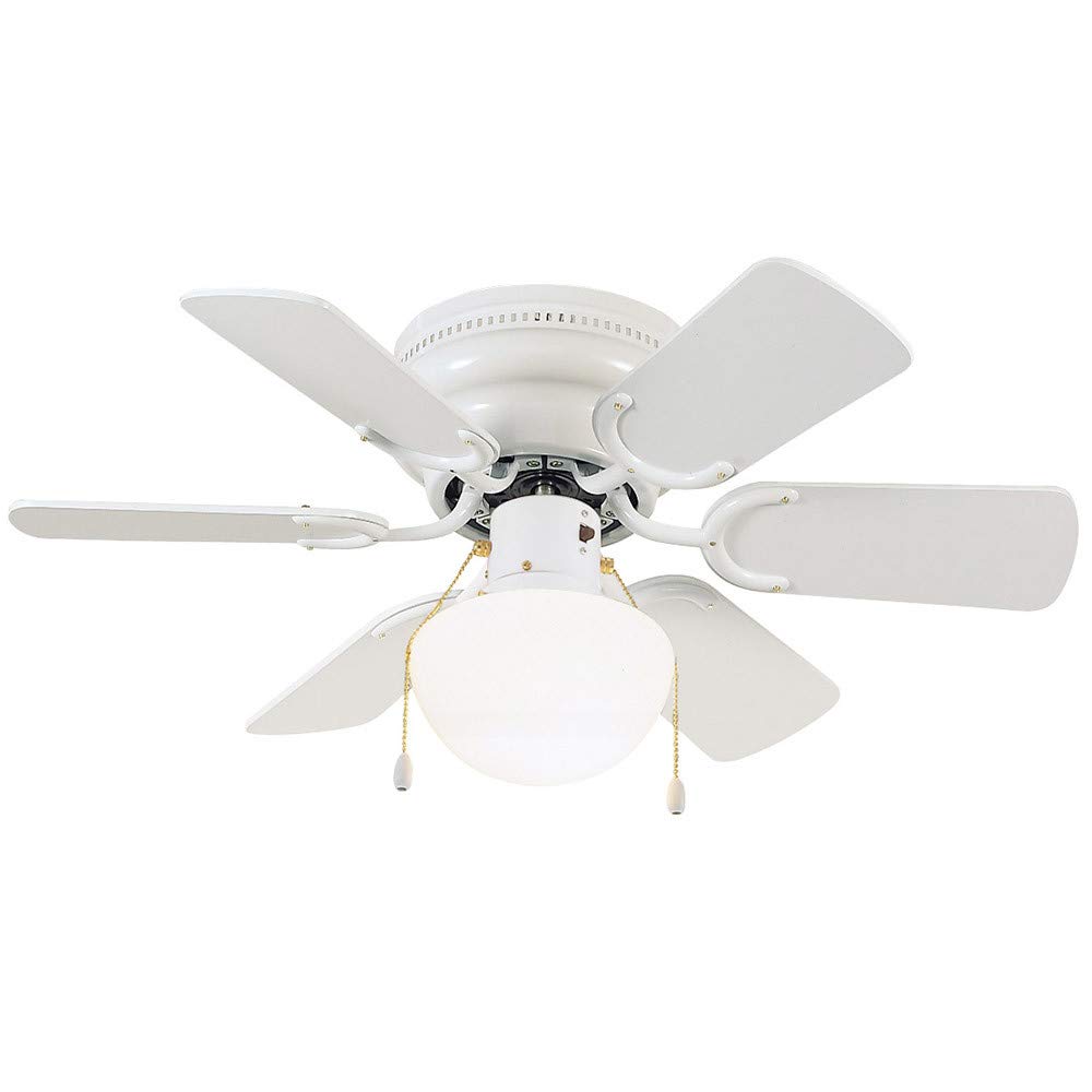 Design House 157321 Atrium 30-Inch Traditional Indoor Hugger/Low Profile Mount Ceiling Fan with Light Kit, Reversible Blades, White