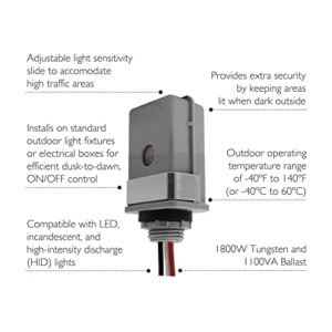 Design House 588053 Stem Mount 120-Volt Outdoor Photocontrol, Commercial/Residential Use, Dusk to Dawn Sensor