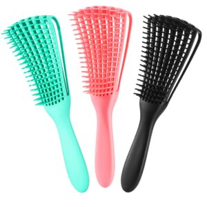 3 pack detangler brush for natural hair, afro america/african hair textured 3a to 4c kinky wavy/curly/coily/wet/dry/oil/thick/long hair, exfoliating your scalp for beautiful