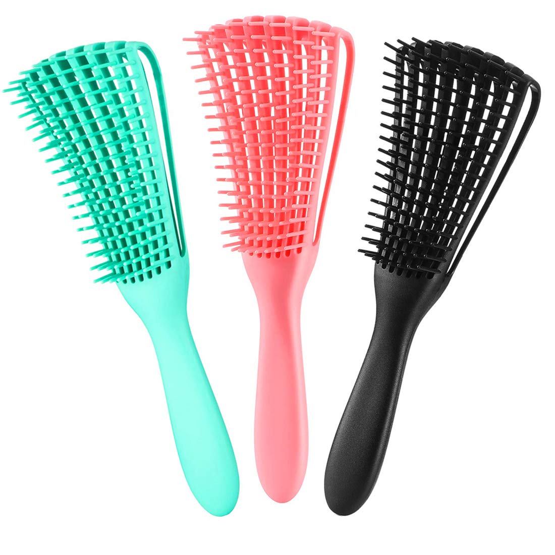 3 Pack Detangler Brush for Natural Hair, Afro America/African Hair Textured 3a to 4c Kinky Wavy/Curly/Coily/Wet/Dry/Oil/Thick/Long Hair, Exfoliating Your Scalp for Beautiful