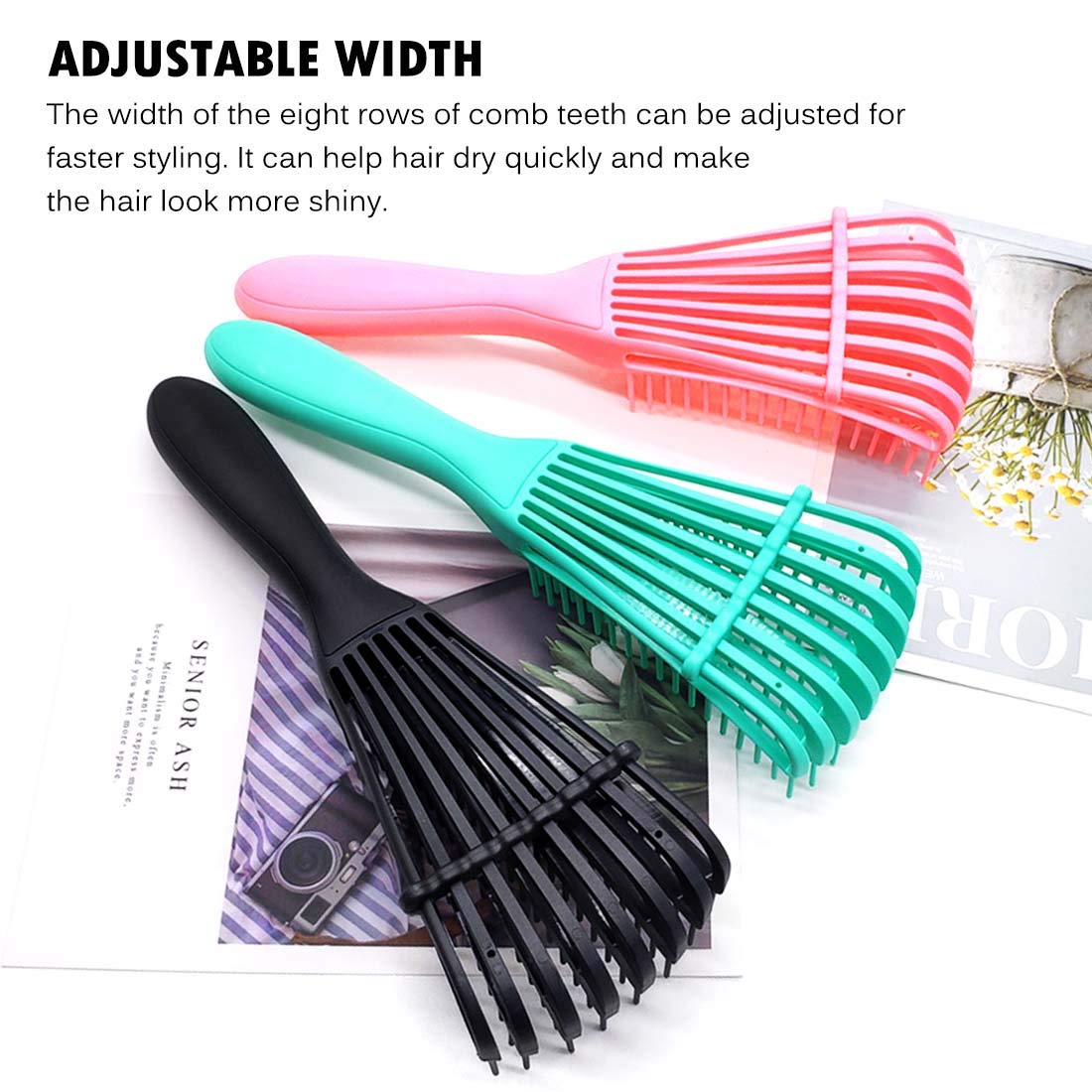 3 Pack Detangler Brush for Natural Hair, Afro America/African Hair Textured 3a to 4c Kinky Wavy/Curly/Coily/Wet/Dry/Oil/Thick/Long Hair, Exfoliating Your Scalp for Beautiful