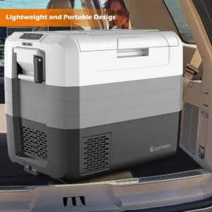 COSTWAY Portable Car Refrigerator, -14.8°F to 50°F, 70-Quart Compressor Travel Fridge with Two-way Open Door, Operating Panel, Groove Design, Compact RV Cooler and Freezer for Outdoor and Home Use