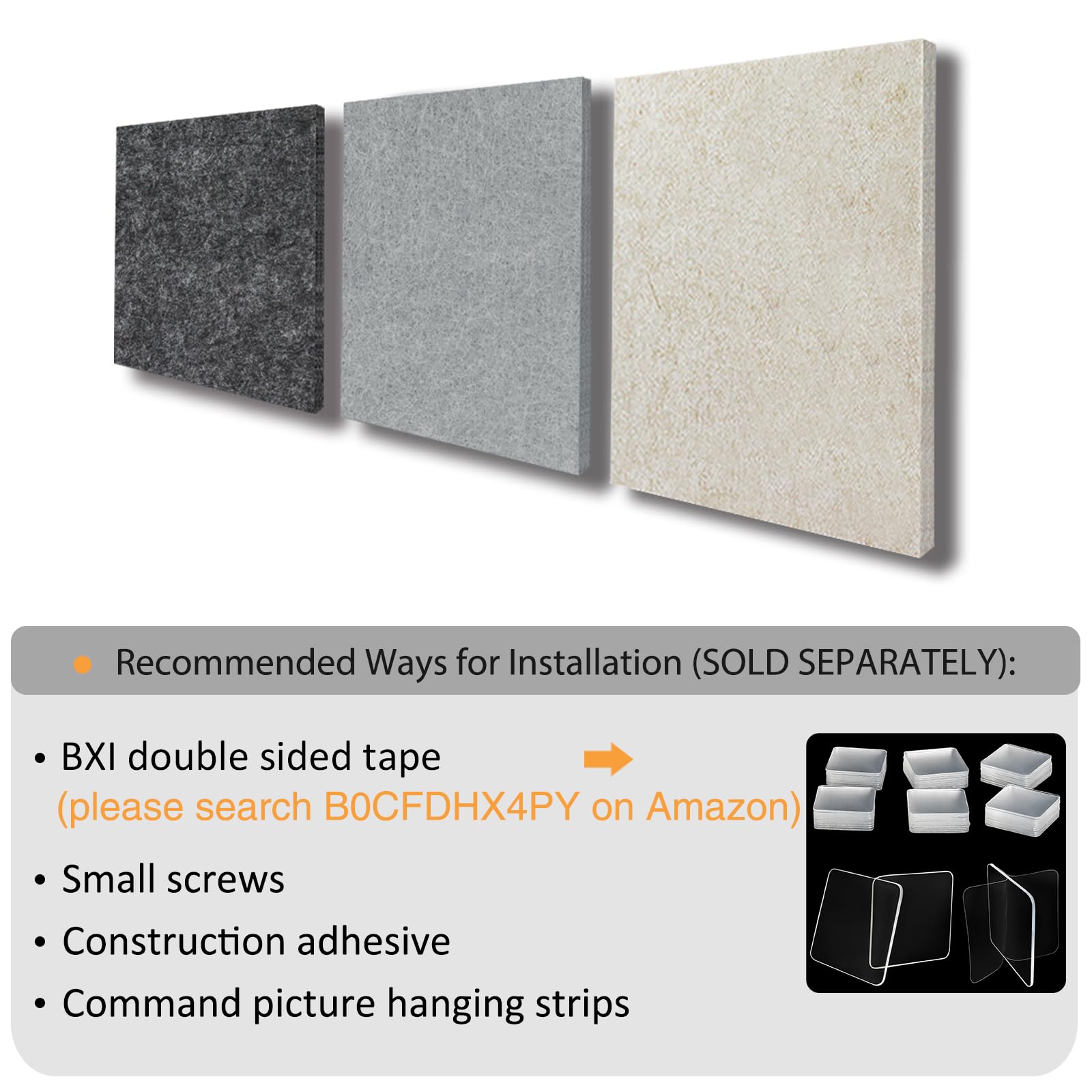 BXI Thickened Sound Absorbing Panels - 12 Pack 12 X 12 X 0.5 Inches Dense Acoustic Panels, Echo Noise Reducing Sound Panels, Tackable Studio Panels for Wall and Ceiling Acoustic Treatment