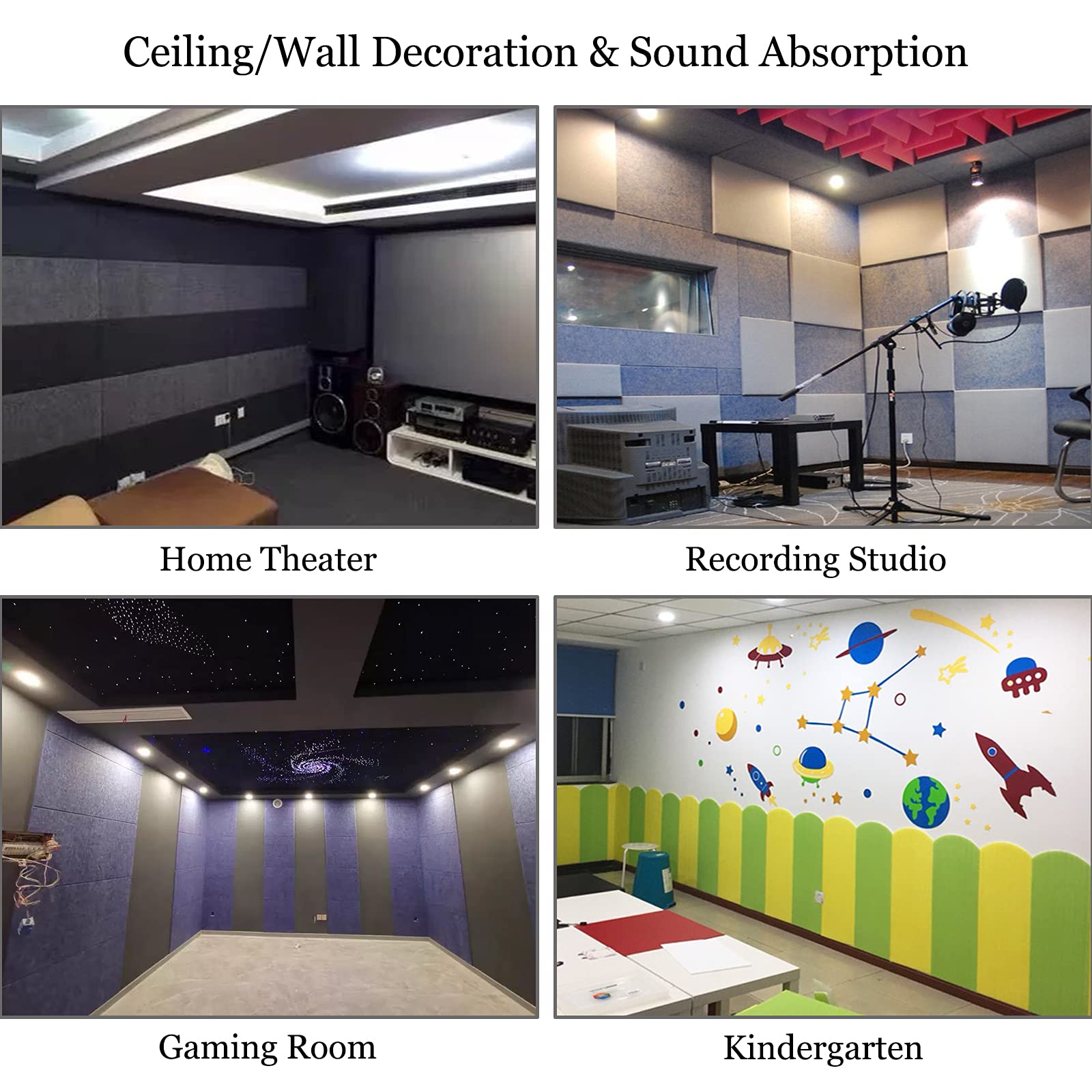 BXI Thickened Sound Absorbing Panels - 12 Pack 12 X 12 X 0.5 Inches Dense Acoustic Panels, Echo Noise Reducing Sound Panels, Tackable Studio Panels for Wall and Ceiling Acoustic Treatment