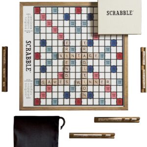 WS Game Company Scrabble Deluxe Vintage Edition with Rotating Game Board