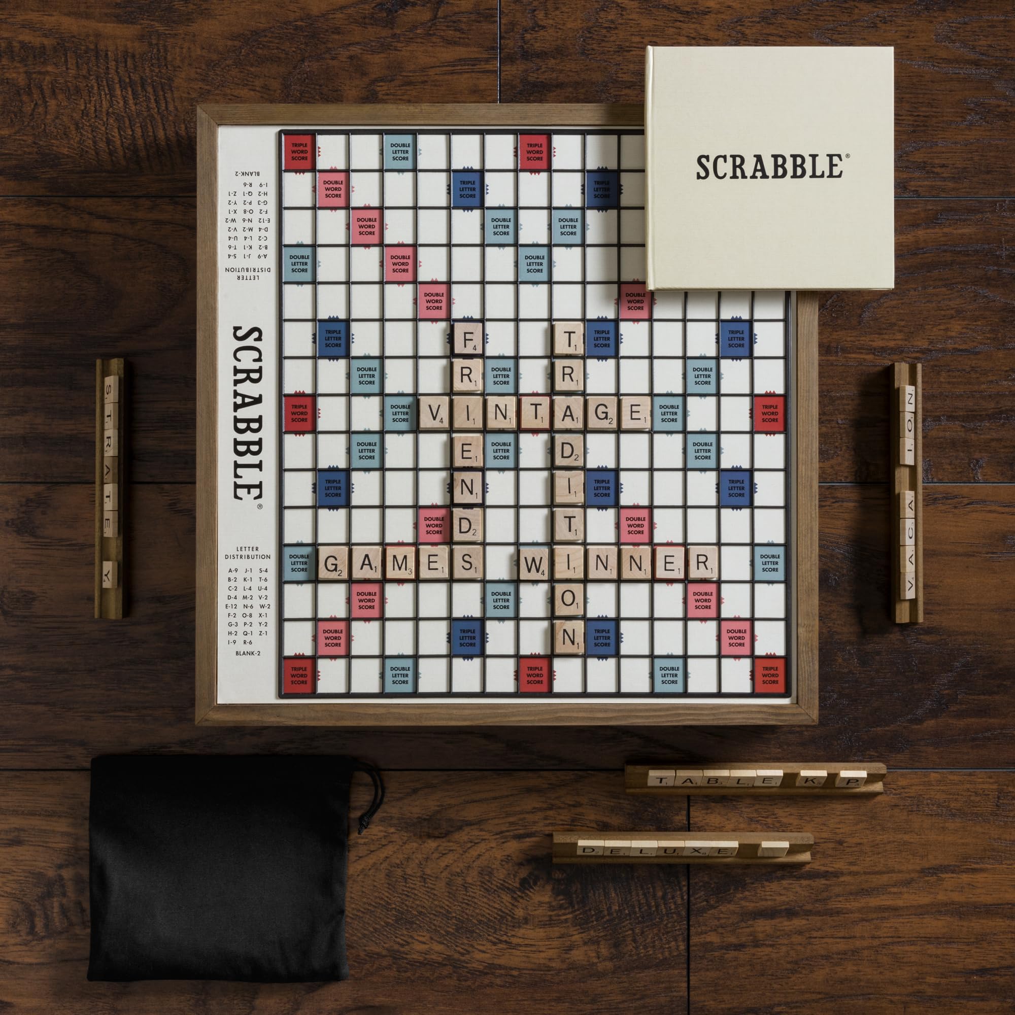 WS Game Company Scrabble Deluxe Vintage Edition with Rotating Game Board