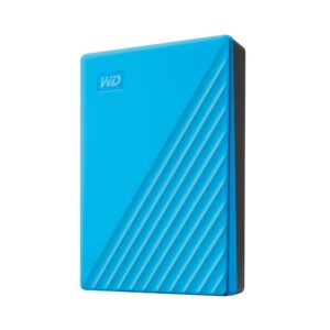 western digital my passport 5 tb portable external hard drive, usb 3.0, usb 2.0 compatible, sky blue (wdbpkj0050bbl-wesn)