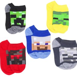 Minecraft Little Boys Character 5-Pack No-Show Socks, Small, Multicolor 7