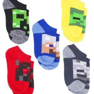 Minecraft Little Boys Character 5-Pack No-Show Socks, Small, Multicolor 7