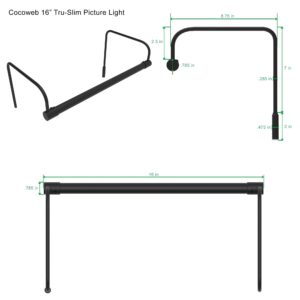 Cocoweb 16" Tru-Slim LED Frame Lighting in Black with Non-Dimmable Direct Wire Kit with Remote