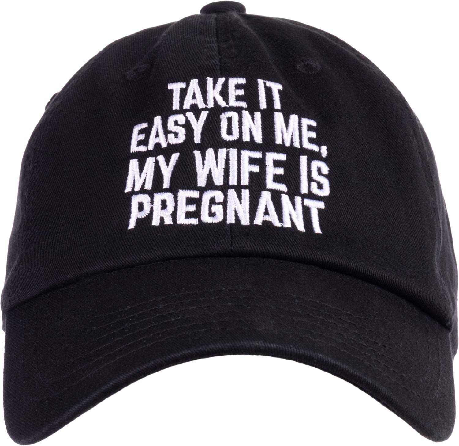 Ann Arbor T-shirt Co. Take it Easy on Me, My Wife is Pregnant | Funny New Dad Be Nice Father's Baseball Dad Hat Black