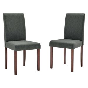modway prosper upholstered fabric dining side chair set of 2, gray