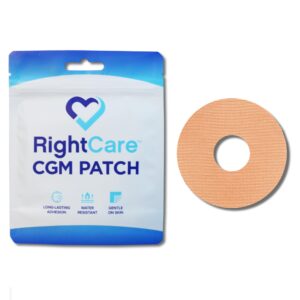 rightcare cgm adhesive patch for libre uncovered circle (25-pack), tan