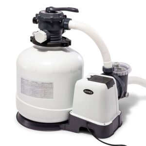 Intex 3000 Gallons Per Hour Sand Filter Pump with Timer for Above Ground Swimming Pools and Deluxe Wall Mounted Pool Surface Skimmer