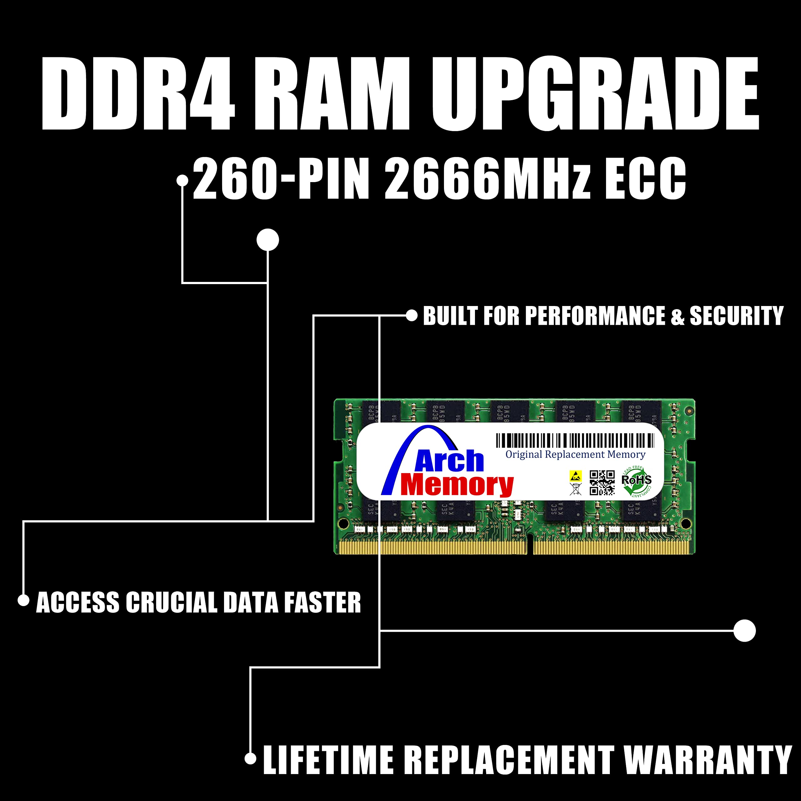 Arch Memory Replacement for D4ECSO-2666-16G 16GB 260-Pin DDR4 2666MHz 2R ECC SODIMM RAM for Synology NAS Systems