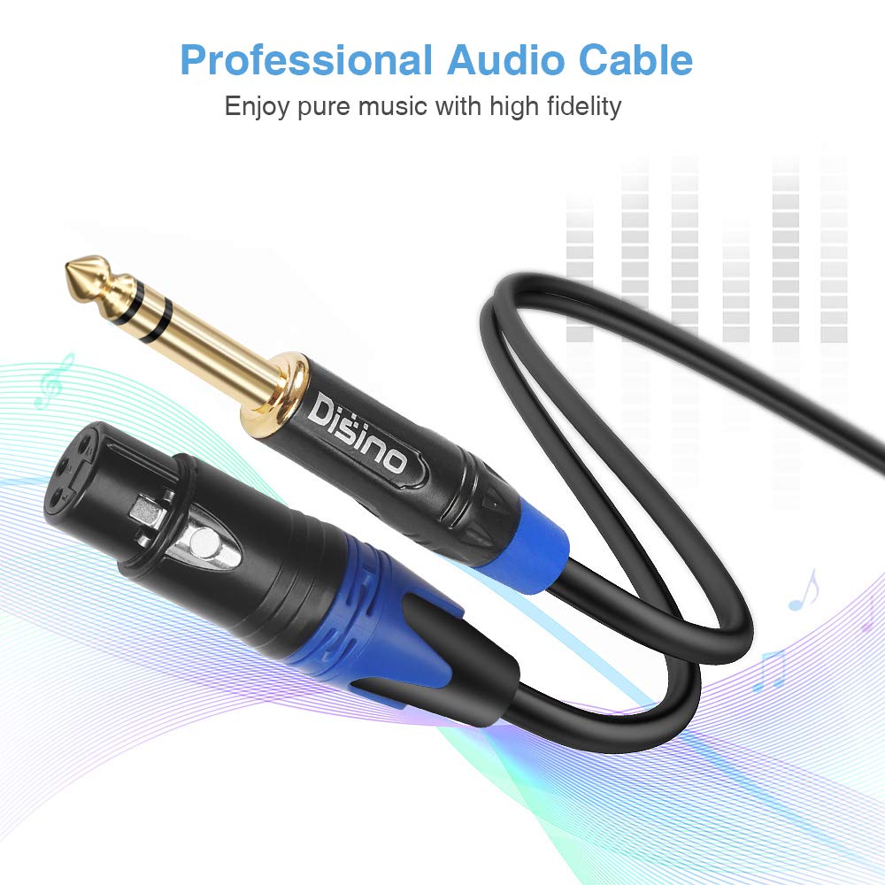 Disino XLR Female to 1/4 Inch 6.35mm TRS Stereo Jack Cable, 3 Pin Female XLR to Quarter inch Balanced Interconnect Patch Cord (3.3 Feet)