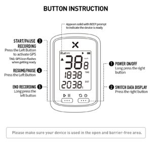 XOSS G GPS Bike Computer, Wireless Bluetooth Bike Speedometer and Odometer, Rechargeable Cycling Computer MTB Tracker with LCD Automatic Backlight Display, IPX7 Waterproof Fits All Bikes Electric Bike