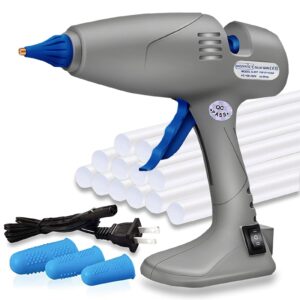 full size hot glue gun, monvict 120w&80w glue guns dual temp large industry glue gun, corded detachable cord use stand-up base anti-drip hot melt glue gun with 12 glue sticks for art diy craft repair