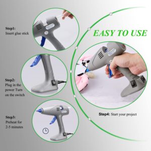 Full Size Hot Glue Gun, MONVICT 120W&80W Glue Guns Dual Temp Large Industry Glue Gun, Corded Detachable Cord Use Stand-Up Base Anti-drip Hot Melt Glue Gun with 12 Glue Sticks for Art DIY Craft Repair