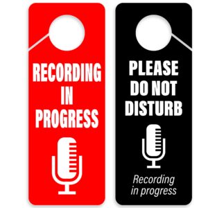 CLEVER SIGNS Recording in Progress - Please Do Not Disturb Sign, Door Knob Hanger 2 Pack, Double Sided, Ideal for Using in Any Room.