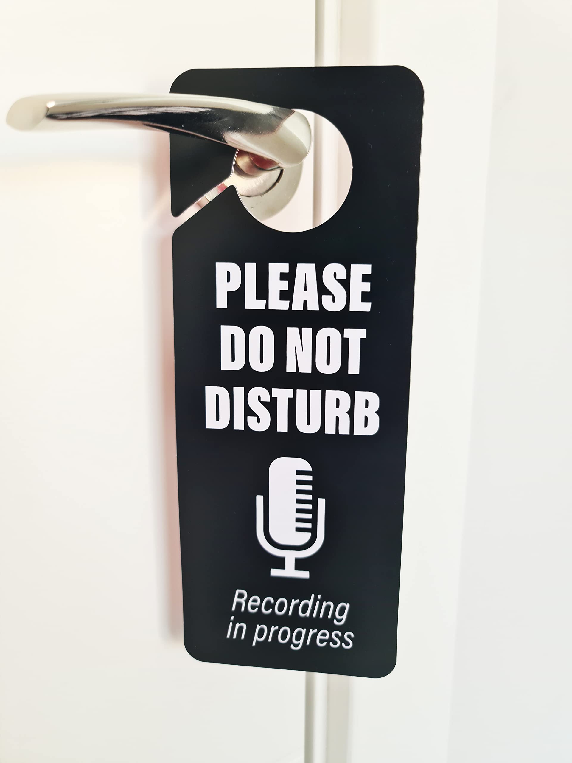 CLEVER SIGNS Recording in Progress - Please Do Not Disturb Sign, Door Knob Hanger 2 Pack, Double Sided, Ideal for Using in Any Room.