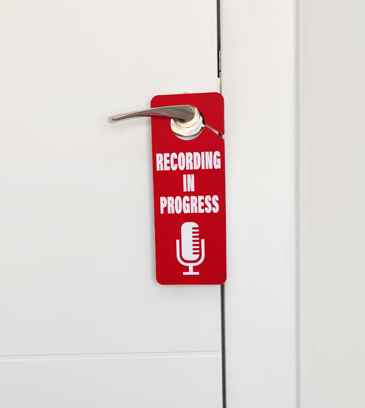 CLEVER SIGNS Recording in Progress - Please Do Not Disturb Sign, Door Knob Hanger 2 Pack, Double Sided, Ideal for Using in Any Room.