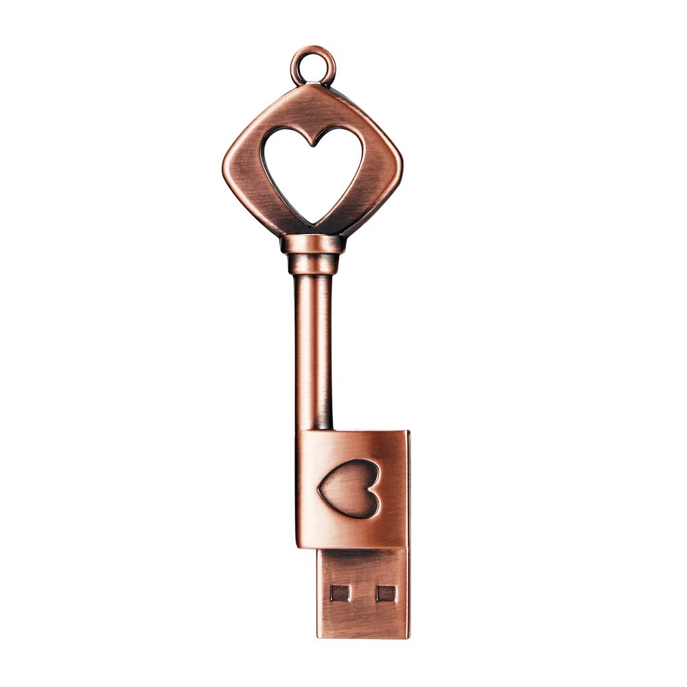 GARRULAX USB Flash Drive, 8GB / 16GB / 32GB / 64GB USB 2.0 Metal USB Memory Stick Date Storage Pendrive Thumb Drives (64GB, Heart Key)