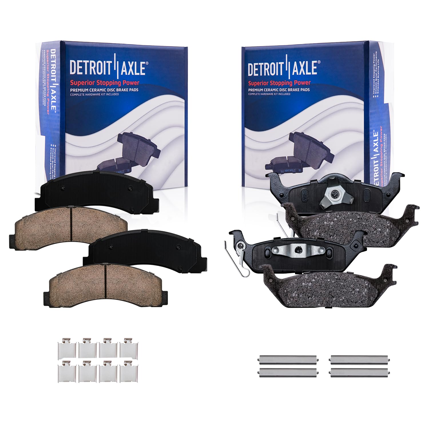 Detroit Axle - Brake Pads for 2010-2011 Ford F-150 Ceramic Brakes Pads w/Hardware Front and Rear Replacement