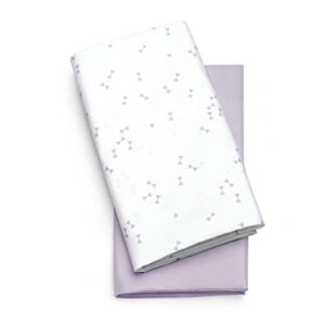 chicco lullago bassinet sheets - lavender triangle 2-pack | purple