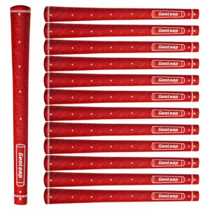 geoleap glory-m golf grips set of 13- memory point assists hand placement, anti-slip,golf club grips, standard/midsize,7 colors to choose.… (standard, red)