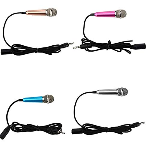 Frienda 4 Pieces Mini Microphone Portable Vocal Microphone Mini Karaoke Microphone for Mobile Phone Laptop Notebook, 4 Colors