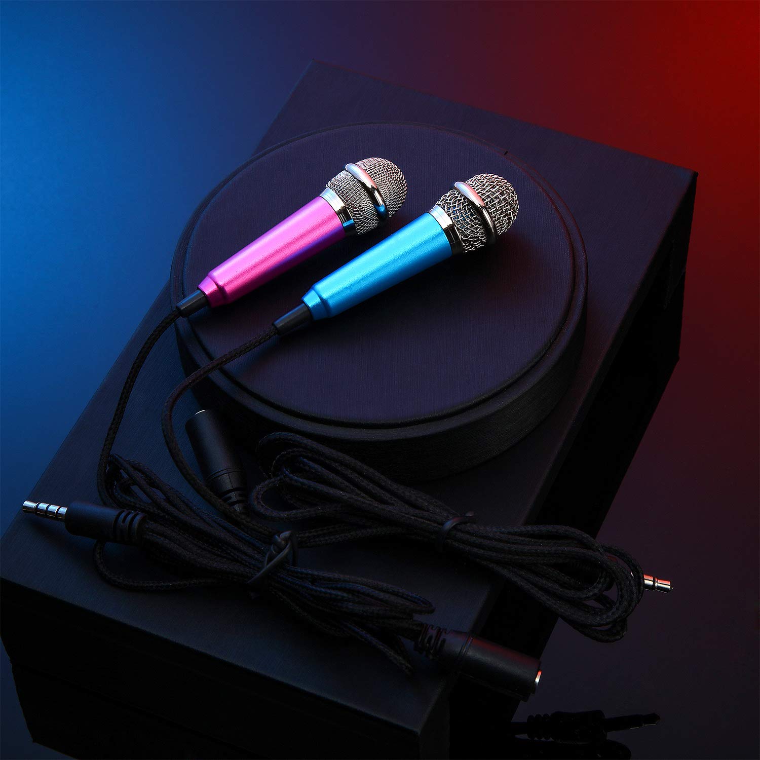 Frienda 4 Pieces Mini Microphone Portable Vocal Microphone Mini Karaoke Microphone for Mobile Phone Laptop Notebook, 4 Colors