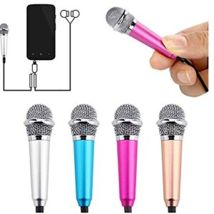 Frienda 4 Pieces Mini Microphone Portable Vocal Microphone Mini Karaoke Microphone for Mobile Phone Laptop Notebook, 4 Colors